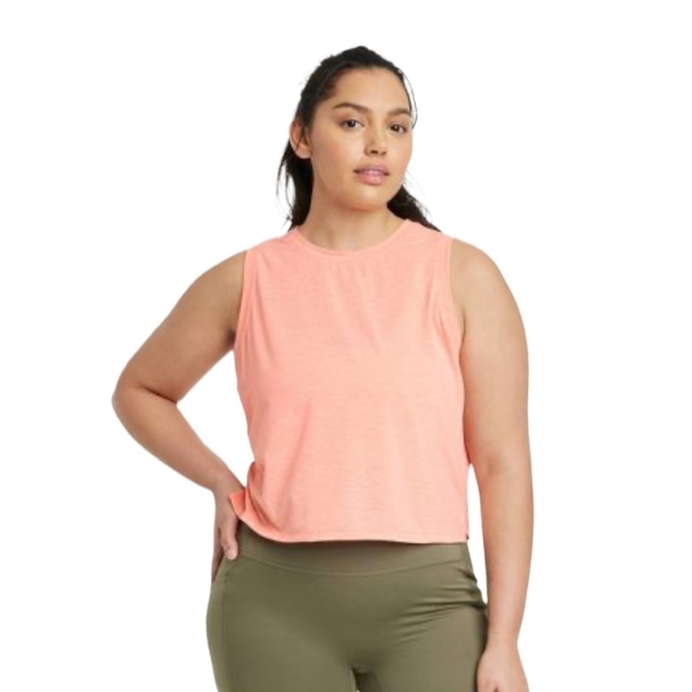 All In Motion Cropped Active Tank Top Heathered Orange Size XXL